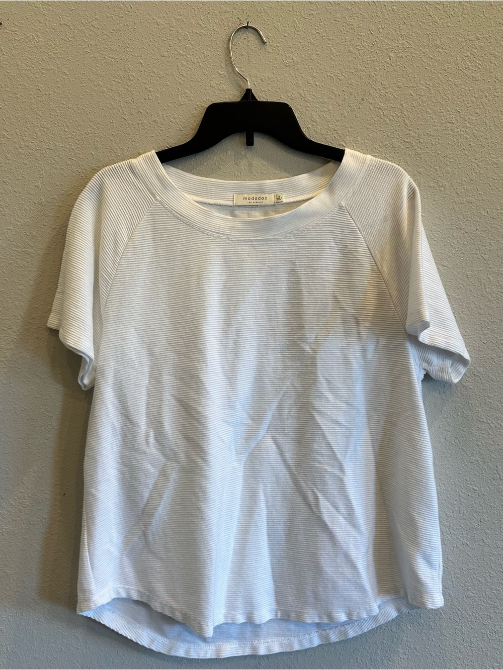 Mododoc Los Angeles White Ribbed Tee Medium Minimalist